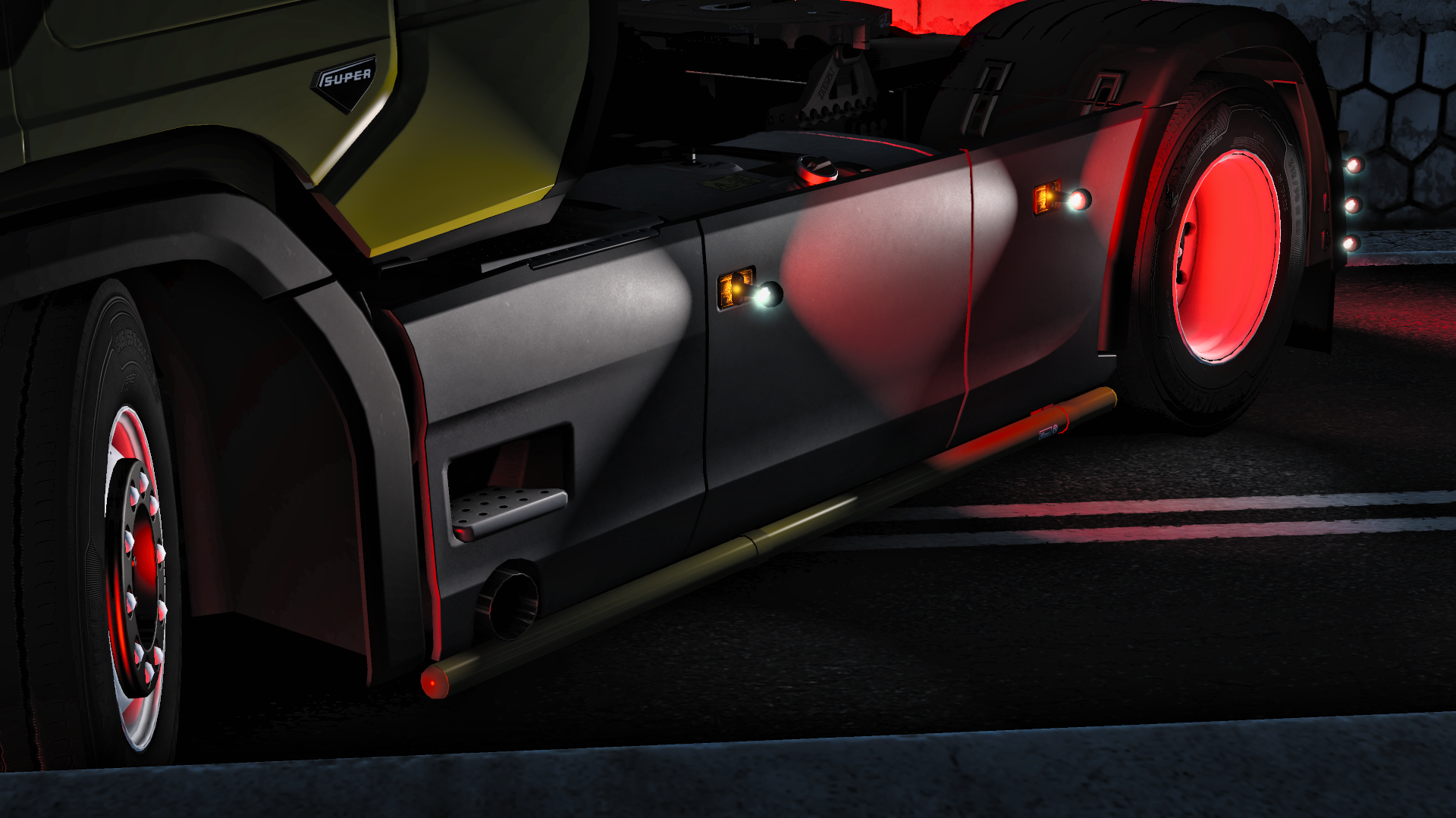 NG grey V8 Sideskirt 4x2 with smalllights for round exhaust