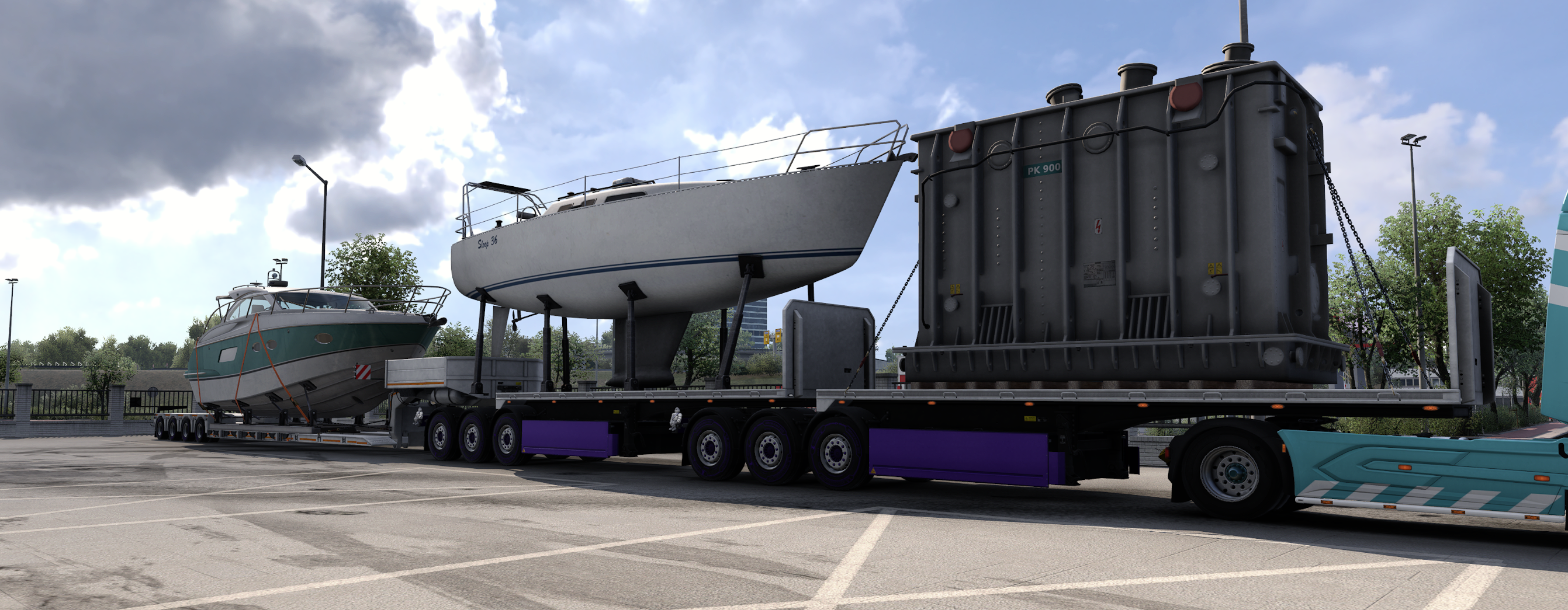 Long triple trailer