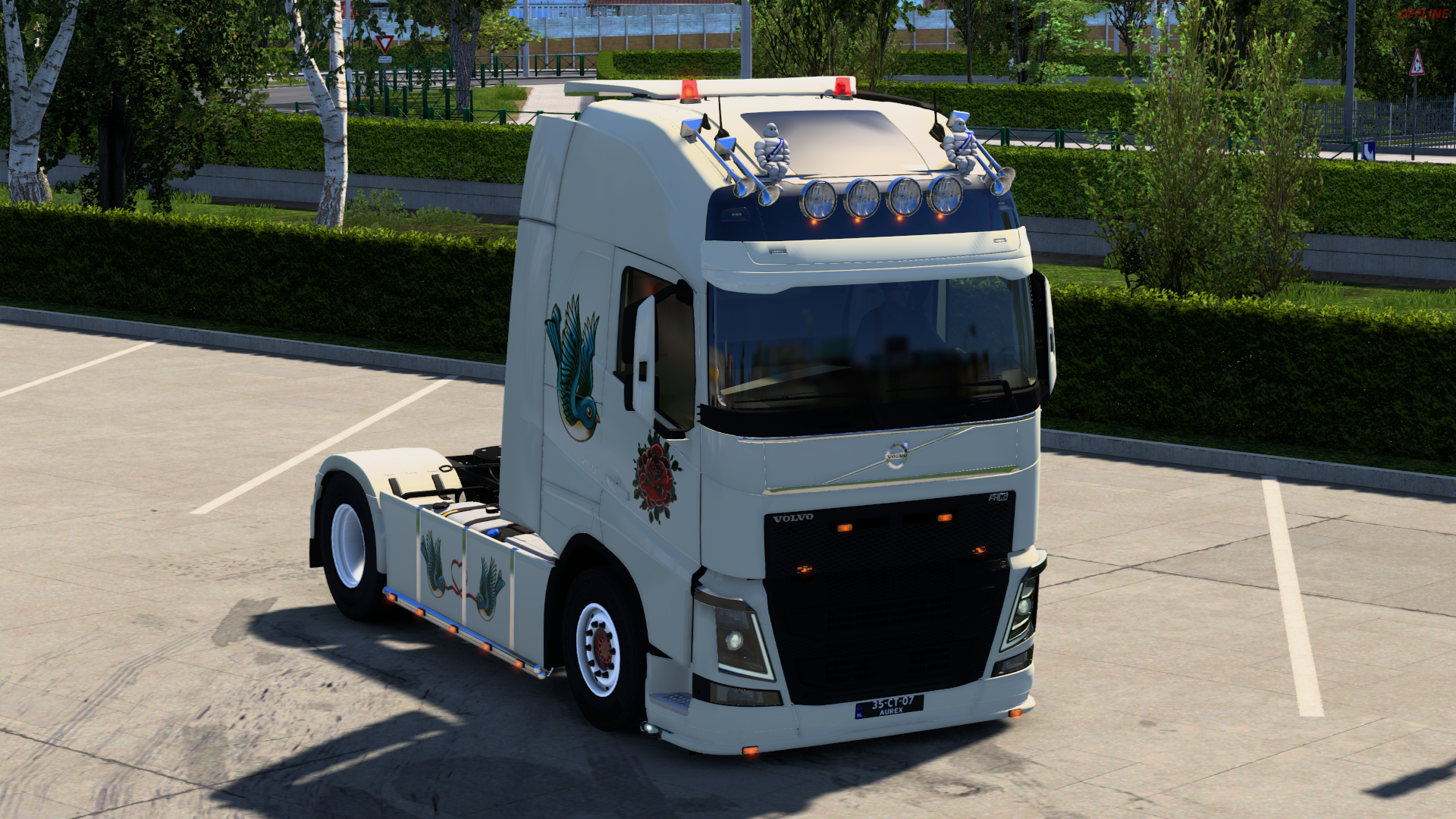 Volvo with Birds and Flowers