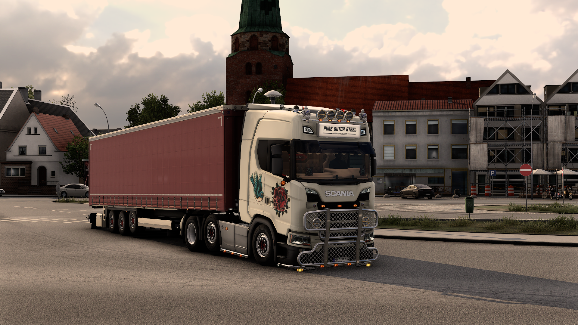 Scania S770 6x2 Midlift Rose paintjob + Krone Profiliner